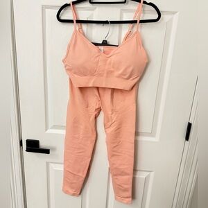 Rockstar Peach Athletic Bra and Legging Set In Pink Size Large Activewear NWT